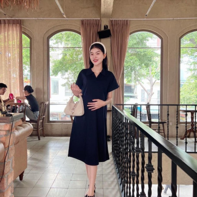 Đầm bầu Polo thun tăm dáng dài trẻ trung, năng động
