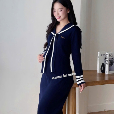 Váy Bầu Len Dáng Suông Mặc Công Sở Thu Đông