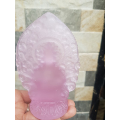 Tượng Phật Bà Quan Âm Mới Đá Lưu Ly Hồng Để Trong Xe Hơi hoặc trên bàn cao 12cm đk 7cm đế 5cm hợp Anh Chị Mệnh Hỏa mệnh Thổ ạ