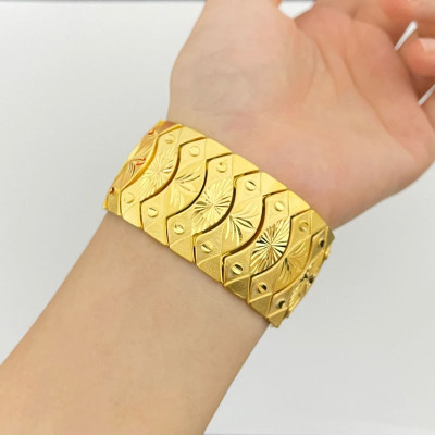 Lắc tay nam to bản mạ 24k hoa văn sọc khóa tỳ hưu cao cấp A3