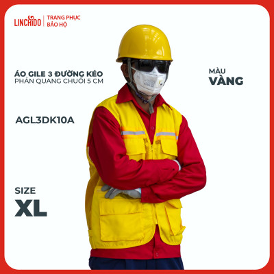 Áo Gile Kỹ Sư, Giám Sát Công Trình, Bảo Hộ Lao Động, 3 Đường Kéo, 6 Túi - Mã AGL3DK10A