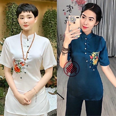 ĐỒ LAM ĐI CHÙA  Set Đồ Lam Đi Chùa Vải Lụa Cao Cấp  đồ Lam nữ