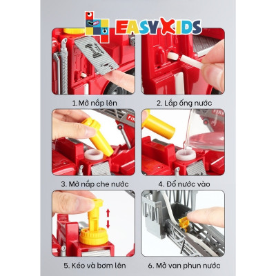 Xe Cứu Hỏa Đồ Chơi Cỡ Lớn, Đồ Chơi Xe Cứu Hỏa Mô Hình 1:12 Cho Bé Có Đèn Nhạc