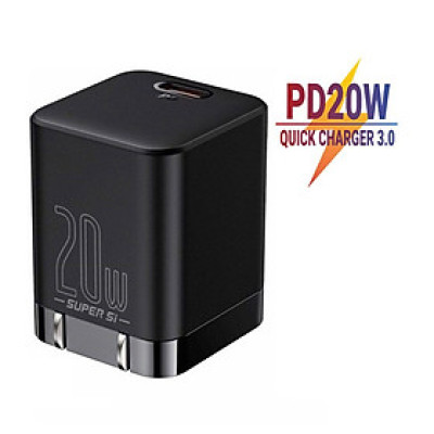 Cốc sạc 20W Baseus Super Si Pro chân dẹt 1 cổng Type-C chất liệu cao cấp nhỏ gọn - Hàng chính hãng