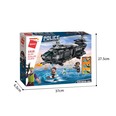 Đồ chơi lắp ráp, xếp hình: Trực thăng vận tải diều hâu đen - Qman 1928 (473 chi tiết)
