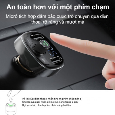 Tẩu sạc đa năng phát nhạc trên ô tô Baseus T Shaped S-09 Car Bluetooth MP3 Player - Hàng chính hãng