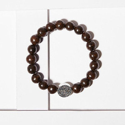 Vòng Tay Trầm Hương Charm Bạc 925 Bánh Xe Pháp Luân Phong Thủy Udumbara