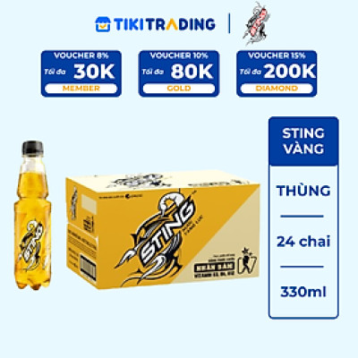 Thùng 24 Chai Nước Giải Khát Sting Vàng (330ml/chai)