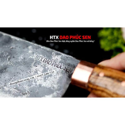 Dao Phúc Sen - dao chặt gà cán cẩm khâu đồng đỏ