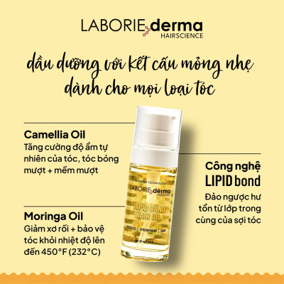 Dầu dưỡng bảo vệ tóc, giúp tóc bóng mượt và chắc khỏe LABORIE derma Lipid Bond Hair Oil - 30ml