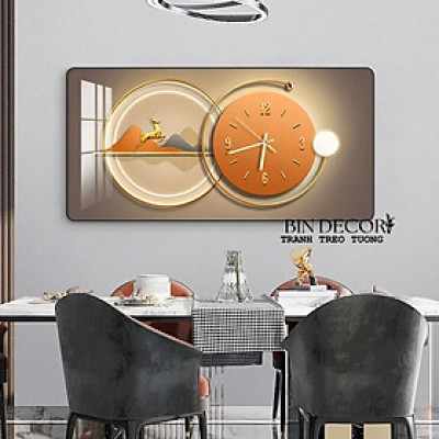 (HCM)Tranh đồng hồ tráng gương huơu vàng cách điệu hiện đại nhiều mẫu mới nhất