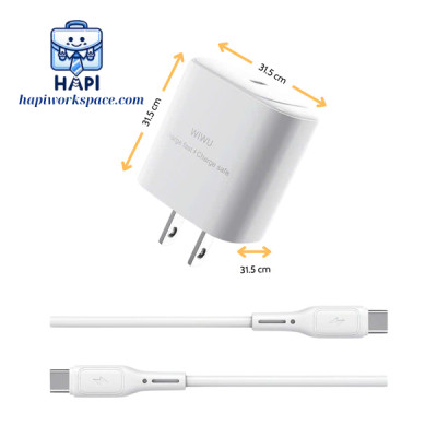 Combo sạc Type-C 30W hàng chính hãng WiWU Essen Wi-G008. Sạc nhanh kèm cáp sạc thích hợp dùng hàng ngày