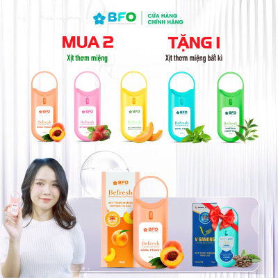 Combo 5 Xịt Thơm Miệng BFO Cho Hơi Thở Thơm Mát 10ml An Toàn (Trà xanh, Bạc Hà, Đào, Dâu, Dưa Lưới)