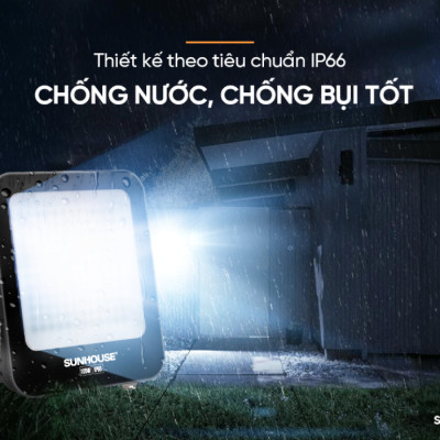Đèn pha LED SUNHOUSE Spec SHE-LSPPL01.100W Sử dụng Chip LED ,Tuổi thọ 25.000 giờ, chuẩn IP66, chống nước