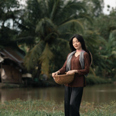 BIGSIZE bà ba lụa nâu - Có bộ bà ba Bigsize- may sỉ bà ba toàn quốc - May bộ bà ba theo yêu cầu