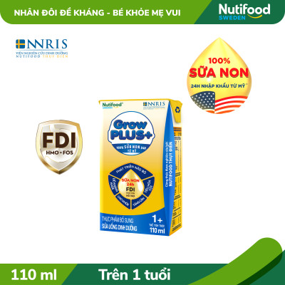Thùng sữa bột pha sẵn Nutifood GrowPLUS+ Sữa Non Tăng Đề Kháng 1+  (48 hộp x 110ml)