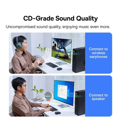 Usb Blueeoth 5.3 Tốc Độ Cao Kết Nối 5 Thiết Bị Cùng Lúc Baseus BA07 Bluetooth Receiver Dùng Cho Win 8.1 Trở Lên - Hàng Chính Hãng