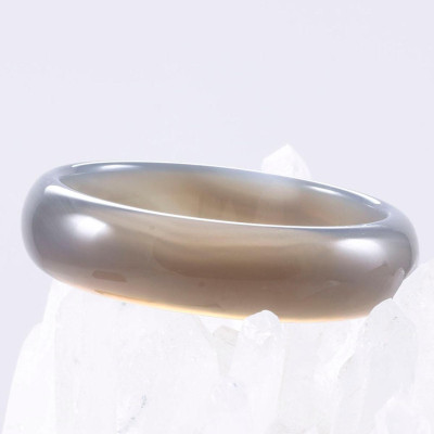 Vòng tay đá mã não lông chuột đậm liền khối bản hẹ trung ni 58 mệnh kim, thủy - Ngọc Qúy Gemstones