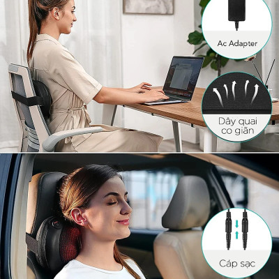 Gối massage không dây Kachi dòng cao cấp MK343 pin 2000mAh