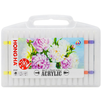 Hộp 36 Bút Lông Màu Acrylic 2 Đầu - Hồng Hà 8147