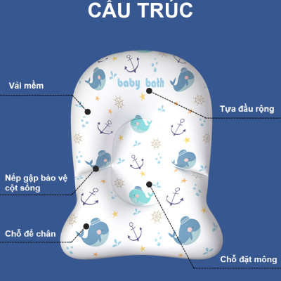Đệm Tắm Đỡ Lưng Cho Bé Cleverbees Đảm Bảo An Toàn Khi Tắm Chất Liệu Mềm Mại ,  Phù Hợp Khớp Với Tất Cả Các Loại Chậu Tắm - Hàng Chính Hãng