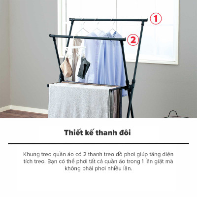 Giá Phơi Quần Áo Bằng Thép Không Gỉ PSBK-05 TENMA, Dễ Dàng Tháo Lắp, Dễ Dàng Gấp Gọn Và Điều Chỉnh