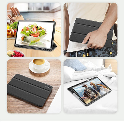 Bao da dành cho SamSung Galaxy Tab S9 Fe chính hãng Dux Ducis Domo chống sốc, có khay đựng bút - hàng chính hãng 