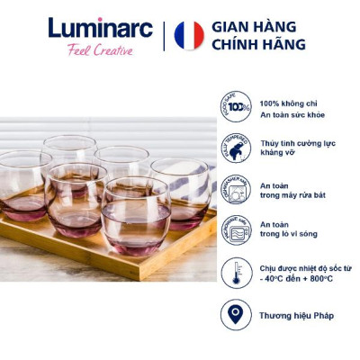 [Chính hãng] Bộ cốc (ly) thủy tinh thấp màu hồng Luminarc Salto 6 chiếc dung tích 32cl - J5386/H5806