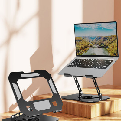 Kệ đỡ giá đỡ đế tản nhiệt dành cho laptop, macbook, máy tính hợp kim nhôm gấp gọn xoay 360 độ nhiều nấc độ cao - K2 - Hàng chính hãng