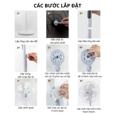 Quạt đứng Mitomo FCE-60HE cao cấp không ồn hàng chính hãng