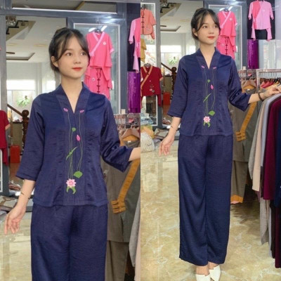 ĐỒ LAM ĐI CHÙA  Sen Lụa Pháp Cao Cấp