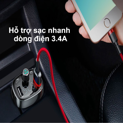 Tẩu sạc đa năng phát nhạc trên ô tô Baseus T Shaped S-09 Car Bluetooth MP3 Player - Hàng chính hãng