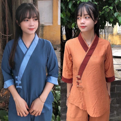 Đồ Lam Đi Chùa # Tim Phối 3Nút Vải Cao Cấp # Quần Áo Nữ # Đồ Bộ Nữ