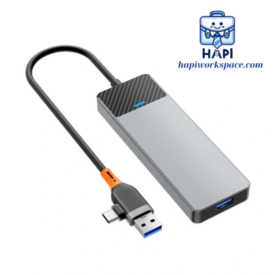 HUB mở rộng hàng chính hãng WiWU Linker 4-in-1 Wi-A431C: Đầu vào USB-A + USB-C, phù hợp nhiều dòng laptop