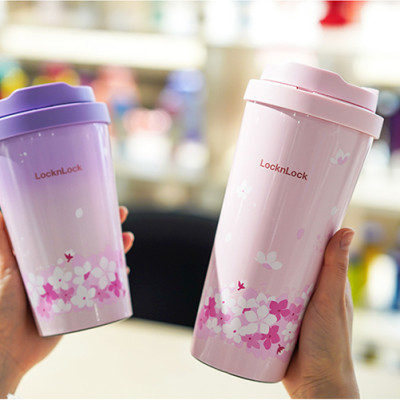 Ly giữ nhiệt LocknLock 400ml màu anh đào tím LHC3271VOLPB - Hàng chính hãng, mở nắp một chạm, chất liệu thép không gỉ miệng ly rộng - JoyMall