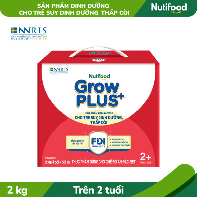 Sữa bột Nutifood GrowPLUS+ Suy Dinh Dưỡng (Đỏ) 2+ Hộp Giấy 2 KG