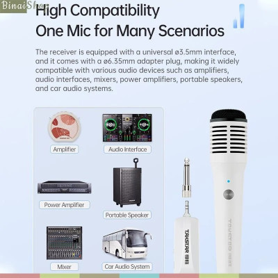 Takstar HM-300W - Micro Cầm Tay UHF, Pham Vi Thu 40m Dùng Cho Hát Karaoke, Giảng Dạy, Hướng Dẫn Viên   - Hàng chính hãng