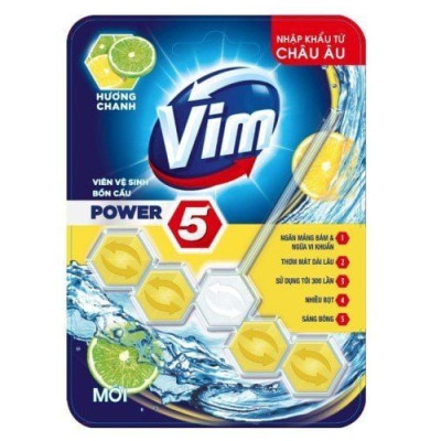 Combo 9 Vỉ Treo Tẩy Bồn Cầu Vim Power 5 Hương Chanh Sạch Khuẩn Thơm Mát 50G/Viên