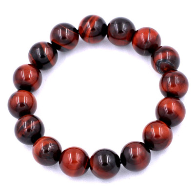 Vòng tay chuỗi hạt đá mắt hổ đỏ đen 12 ly 16 hạt