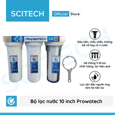 Bộ lọc nước sinh hoạt, bộ ba lọc thô 10 inch Prowatech by Scitech (3 cấp lọc) - Hàng chính hãng