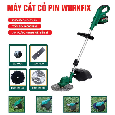 Máy Cắt Cỏ Dùng Pin Workfix - WF-GT1323BL - Động Cơ Brushless - Pin 15cell 21V/6Ah