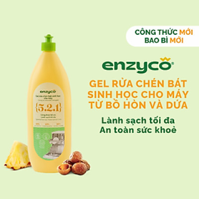 Gel rửa chén bát sinh học cho máy ENZYCO 850ml - Chiết xuất Bồ hòn và Enzyme Dứa