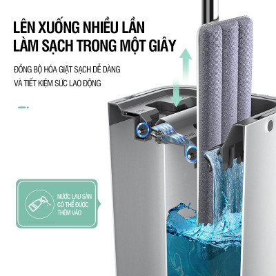 Bộ lau nhà Plus 2 ngăn tự vắt, cây lau nhà xoay 360 độ giúp lau sàn làm sạch