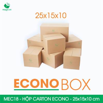 MEC18 - 25x15x10 cm - Combo 60 thùng hộp carton trơn siêu tiết kiệm ECONO