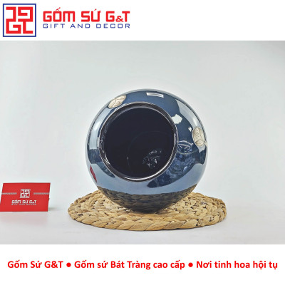 Lọ hoa men hỏa biến dáng vò vẽ sen Gốm Sứ G&T
