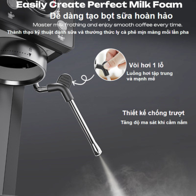 Máy pha và xay cà phê bán tự động 3 trong 1 Espresso, Cappuccino, Latte thương hiệu Mỹ cao cấp HiBREW H20 - Công suất 1500W 20bar - Hàng nhập khẩu