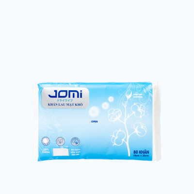 Khăn lau mặt khô Jomi 15x20cm (Gói 80 miếng)