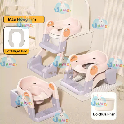Bệ Lót Thu Nhỏ Bồn Cầu 3in1 Có Cầu thang Gấp Gọn Hỗ Trợ Ngồi Bô trong Phòng cho Bé Nhỏ