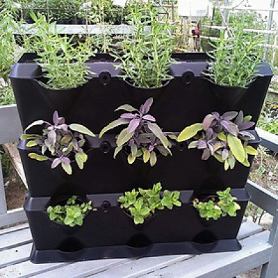 CHẬU TRỒNG RAU ĐỨNG TẠI NHÀ VERTICAL MODULE NHẬP KHẨU CHÂU ÂU MINIGARDEN MÀU TRẮNG (GỒM CHẬU, NẮP VÀ NÚT KHÓA CÀI CHẬU)