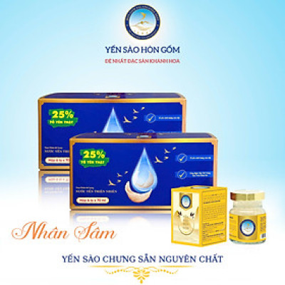 [Hộp 6 Hũ] Tổ Yến Sào Chưng Nhân Sâm - Yến Sào Hòn Gốm Chính Hiệu Khánh Hòa - HGK NEST